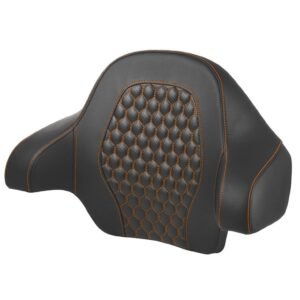 2014-2025 FLHR, FLHT, FLHX & FLTR Tour Pack Honeycomb Backrest Pad, Orange Stitching