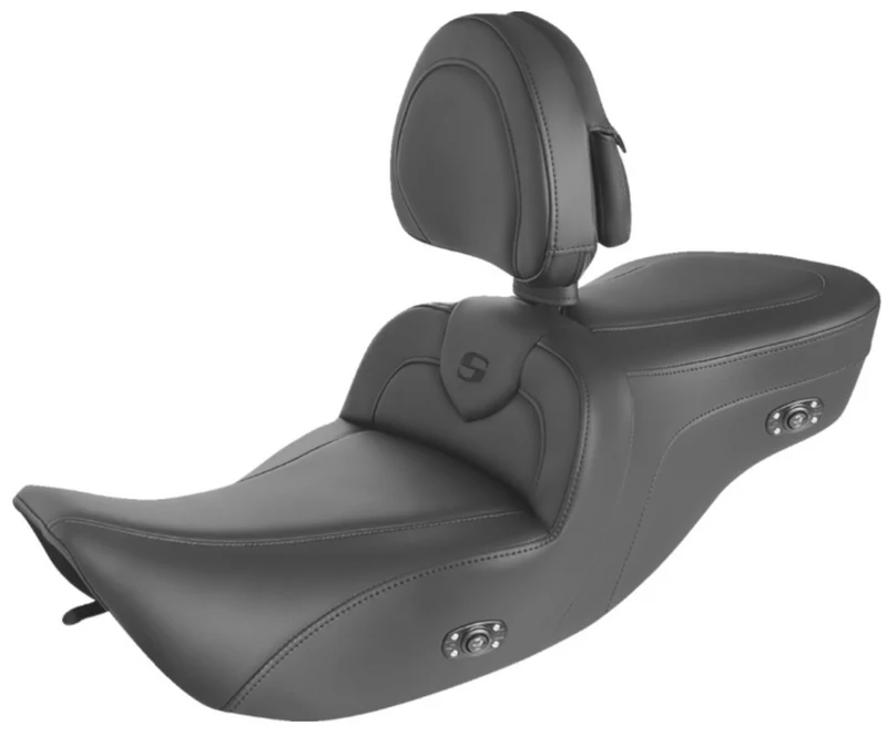 (OPEN BOX) Saddlemen Roadsofa Standard Reach Seat Heated With Backrest Black With Black Stitching - 897-06-187BRHCT For Harley Touring 1997-2007 - Image 4